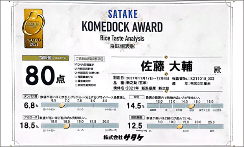 2021年　新潟県産　新之助